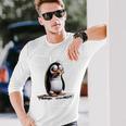 Guten Morgen Ganz Dünnes Eis Saying Penguin Langarmshirts Geschenke für Ihn