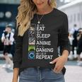 Eat Sleep Anime Gaming Repeat Kawaii Otaku Anime Manga Long Sleeve T-Shirt Gifts for Her