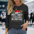 Most Likely To Watch Anime On Christmas Cool Anime Christmas Long Sleeve T-Shirt Gifts for Her