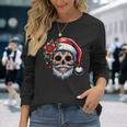 Santa Sugar Skull Mexican Calavera Christmas Long Sleeve T-Shirt Gifts for Her
