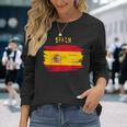 Spain Flag Brush Stroke Style Langarmshirts Geschenke für Sie