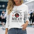 Damen Das Ist Was Ich Tue Ich Rauche Fleisch Und Ich Weiß Dinge Mit-Ausschnitt Langarmshirts Geschenke für Sie