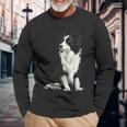 Border Collie Dog Pet Illustration Border Collie Langarmshirts Geschenke für alte Männer