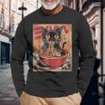 Cat Ramen Japanese Graphic Kawaii Cat Anime Long Sleeve T-Shirt Gifts for Old Men