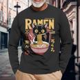 Cat Ramen Noodle Japanese Anime Manga Ramen Kawaii Cat Long Sleeve T-Shirt Gifts for Old Men