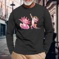 Cute Kawaii Leopard Gecko Dabbing Axolotl Friends Boys Long Sleeve T-Shirt Gifts for Old Men