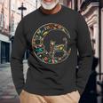 Dia De Los Muertos Chat Lune T-shirt à manches longues Cadeaux pour les vieillards