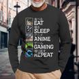 Eat Sleep Anime Gaming Repeat Kawaii Otaku Anime Manga Long Sleeve T-Shirt Gifts for Old Men