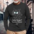 Guten Morgen Ganz Dünnes Eis Saying Job Job Cat Langarmshirts Geschenke für alte Männer