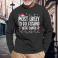 Most Likely To Go Fishing With Santa Family Christmas Long Sleeve T-Shirt Gifts for Old Men