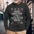 Merry Christmas Animal Filthy Ya Xmas Pajama Ugly Sweater Long Sleeve T-Shirt Gifts for Old Men