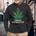 Merry Highnacht Christmas Hemp Leaf Word Game Langarmshirts Geschenke für alte Männer