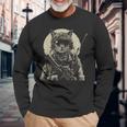 Military Cat Tactical Gear Veteran Soldier Idea Long Sleeve T-Shirt Gifts for Old Men