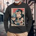 Ramen Japanese Kawaii Monkey Graphic Anime Long Sleeve T-Shirt Gifts for Old Men