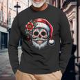 Santa Sugar Skull Mexican Calavera Christmas Long Sleeve T-Shirt Gifts for Old Men
