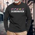 Scandinavia Sweden Norway Denmark Flags Elk Holiday Langarmshirts Geschenke für alte Männer