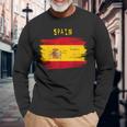 Spain Flag Brush Stroke Style Langarmshirts Geschenke für alte Männer