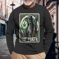 Tarot Card The Toker 420 Cannabis Skeleton Stoner Weed Goth Long Sleeve T-Shirt Gifts for Old Men