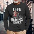 Tattoo Santa Life Behind Bars Biker Santa Shirt Long Sleeve T-Shirt Gifts for Old Men
