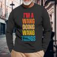 Wang Proud Family Retro Reunion Surname Langarmshirts Geschenke für alte Männer