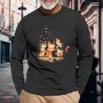 Weihnachtskatze Katze Süßer Hut Kunst Illustration Langarmshirts Geschenke für alte Männer