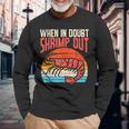 When In Doubt Shrimp Out Retro Bjj Brazilian Jiu Jitsu Langarmshirts Geschenke für alte Männer