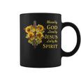 Blessed By God Loved By Jesus Sunflower Cross Christian Coffee Mug