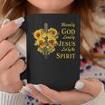 Blessed By God Loved By Jesus Sunflower Cross Christian Coffee Mug Personalized Gifts