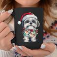 Shih Tzu Santa Christmas Tree Lights Xmas Dog Lover Pajama Coffee Mug Personalized Gifts