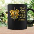 Blessed By God Loved By Jesus Sunflower Cross Christian Coffee Mug Gifts ideas