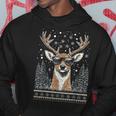 Christmas Reindeer With Sunglasses Ugly Christmas Hoodie Unique Gifts