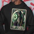 Tarot Card The Toker 420 Cannabis Skeleton Stoner Weed Goth Hoodie Personalized Gifts