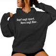 Kopf Sagt Sport Heart Says Beer Football Drinker Kapuzenpullover für Damen