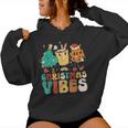 Vintage Groovy Christmas Santa Claus Christmas Vibes Women Hoodie