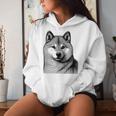 Dog Fingerprint Shiba Inu Dad Mom Gray Kapuzenpullover für Damen Geschenke für Sie