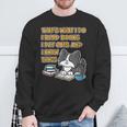 Damen Das Ist Was Ich Mache Ich Lese Bücher Ich Streichle Katzen Und Ich Weiß Dinge Mit-Ausschnitt Sweatshirt Geschenke für alte Männer