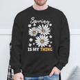 Damen Frühling Ist Mein Ding Gänseblümchen Mit-Ausschnitt Sweatshirt Geschenke für alte Männer