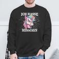 Unicorn Meme Based Ich Hasse Menschen Sweatshirt Geschenke für alte Männer