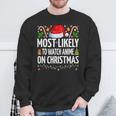 Most Likely To Watch Anime On Christmas Cool Anime Christmas Sweatshirt Gifts for Old Men