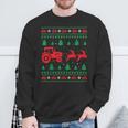 Tractor Riding Reindeers Farmers Ugly Christmas Sweater Boys Sweatshirt Gifts for Old Men