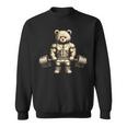 Teddy Bear Lifting Weights Gym Workout Animal Sweatshirt