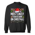 Most Likely To Watch Anime On Christmas Cool Anime Christmas Sweatshirt
