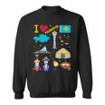 I Love Kazakhstan Hand Drawn Kazakh Landmarks Flag And Map Sweatshirt