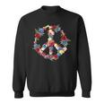 Peace Sign Flower Wreath Love And Kindness Botanical Hippie Sweatshirt