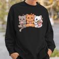 Kawaii Gamer Gaming Cat Boba Cat Bubble Tea Ramen Cats Sweatshirt Gifts for Him