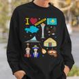 I Love Kazakhstan Hand Drawn Kazakh Landmarks Flag And Map Sweatshirt Geschenke für Ihn