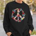 Peace Sign Flower Wreath Love And Kindness Botanical Hippie Sweatshirt Gifts for Him