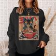 Cat Ramen Japanese Graphic Kawaii Cat Anime Sweatshirt Gifts for Her