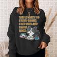 Damen Das Ist Was Ich Mache Ich Lese Bücher Ich Streichle Katzen Und Ich Weiß Dinge Mit-Ausschnitt Sweatshirt Geschenke für Sie