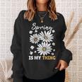 Damen Frühling Ist Mein Ding Gänseblümchen Mit-Ausschnitt Sweatshirt Geschenke für Sie